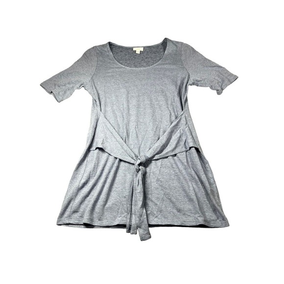 Pure Jill Linen Modal Rayon Slub Knit Top Blue Soft Tie Casual Blouse XS - Picture 1 of 5